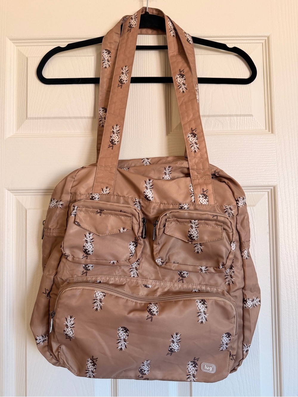 Lug Puddle Jumper Gold Pineapple Print Shoulder Bag Tote Purse Travel New